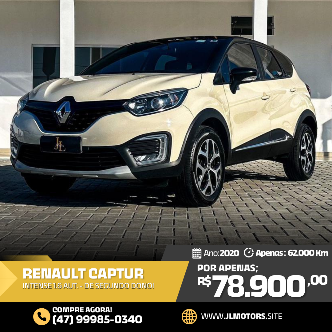 RENAULT CAPTUR INTENSE 1.6 FLEX AUT. 2020 – APENAS 62.000 KM